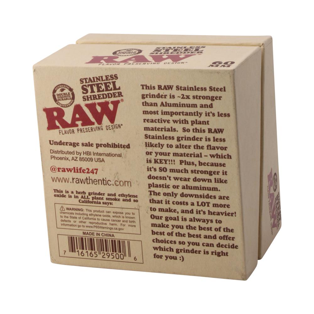 RAW 60mm Stainless Steel Shredder Grinder Aluminum-4 Piece-Silver