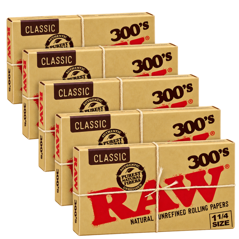 Raw Classic 300's Rolling Papers 1 1/4 Pack 5