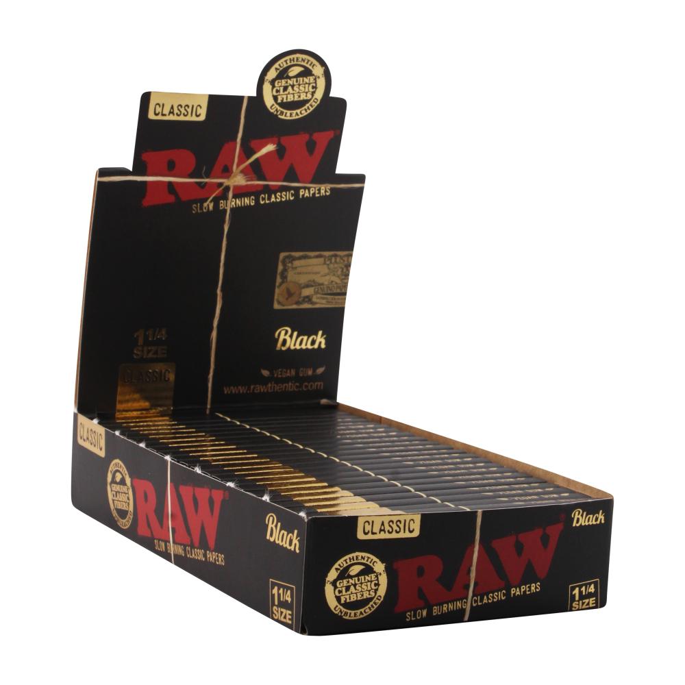 Raw Classic Black Rolling Papers 1 1/4 Pack 24