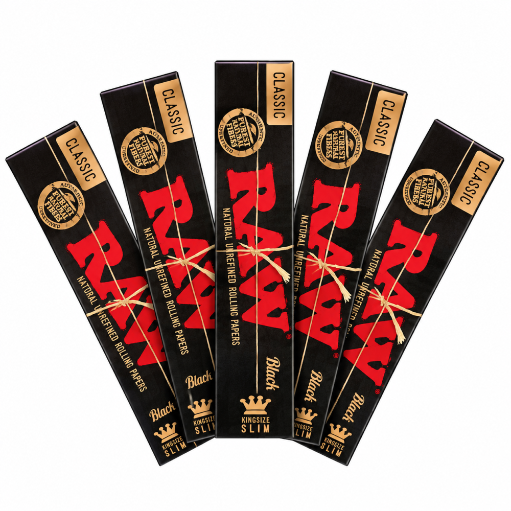 Raw Classic Black Rolling Papers King Size Pack 5