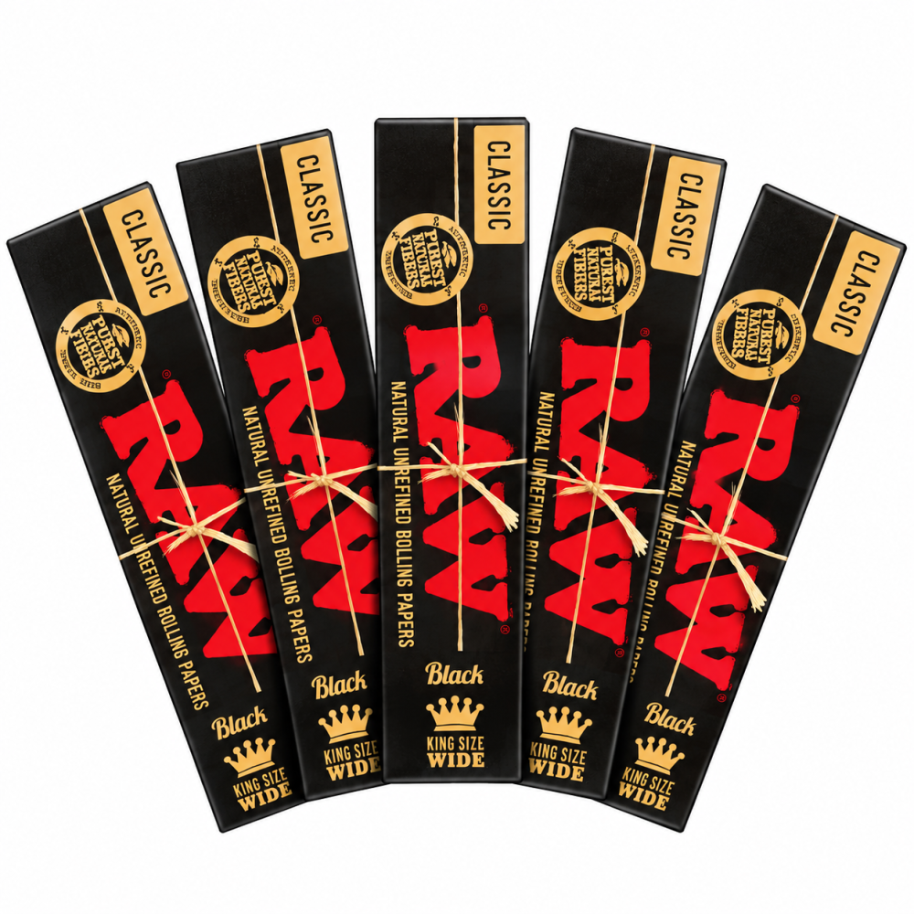Raw Classic Black Rolling Papers King Size Wide Pack 5