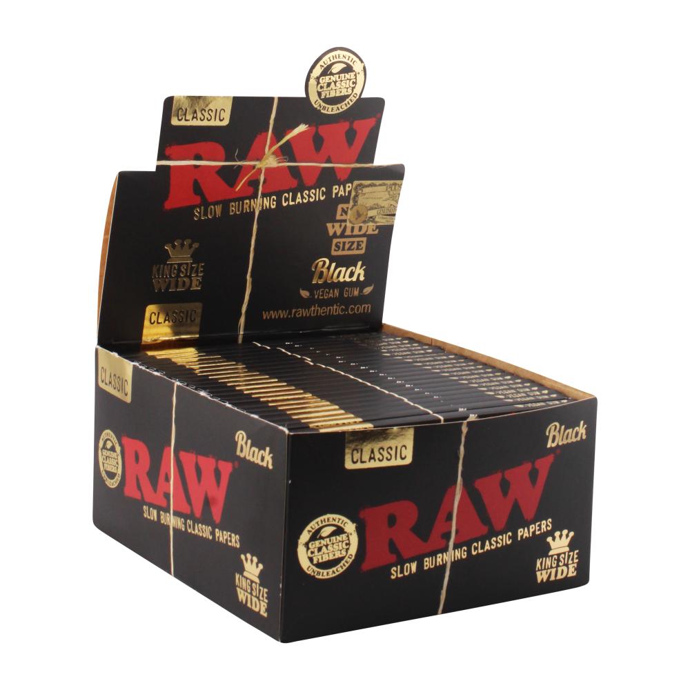 Raw Classic Black Rolling Papers King Size Wide Pack 50