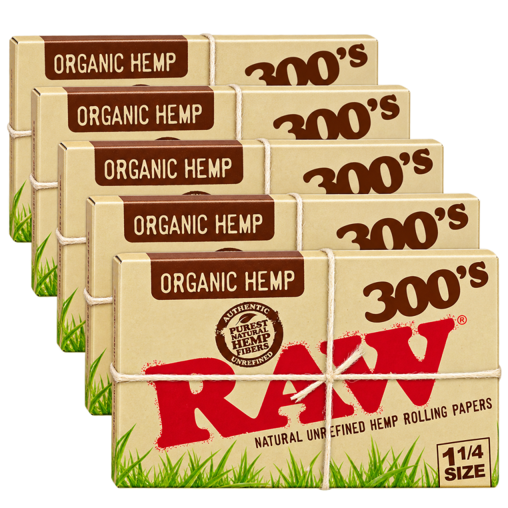 Raw Organic Hemp 300's Rolling Papers 1 1/4 Pack 5