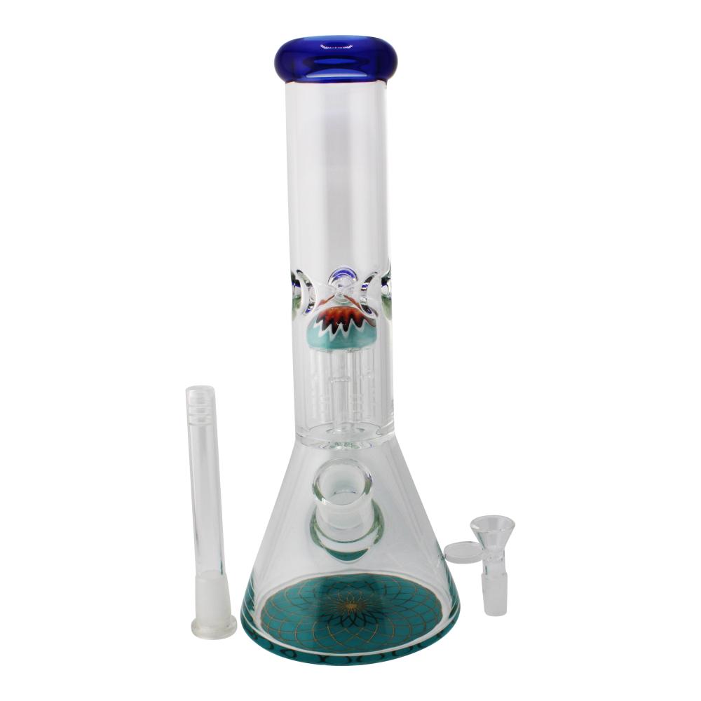 Rim Beaker Water Pipe with Tree Perc-Blue
