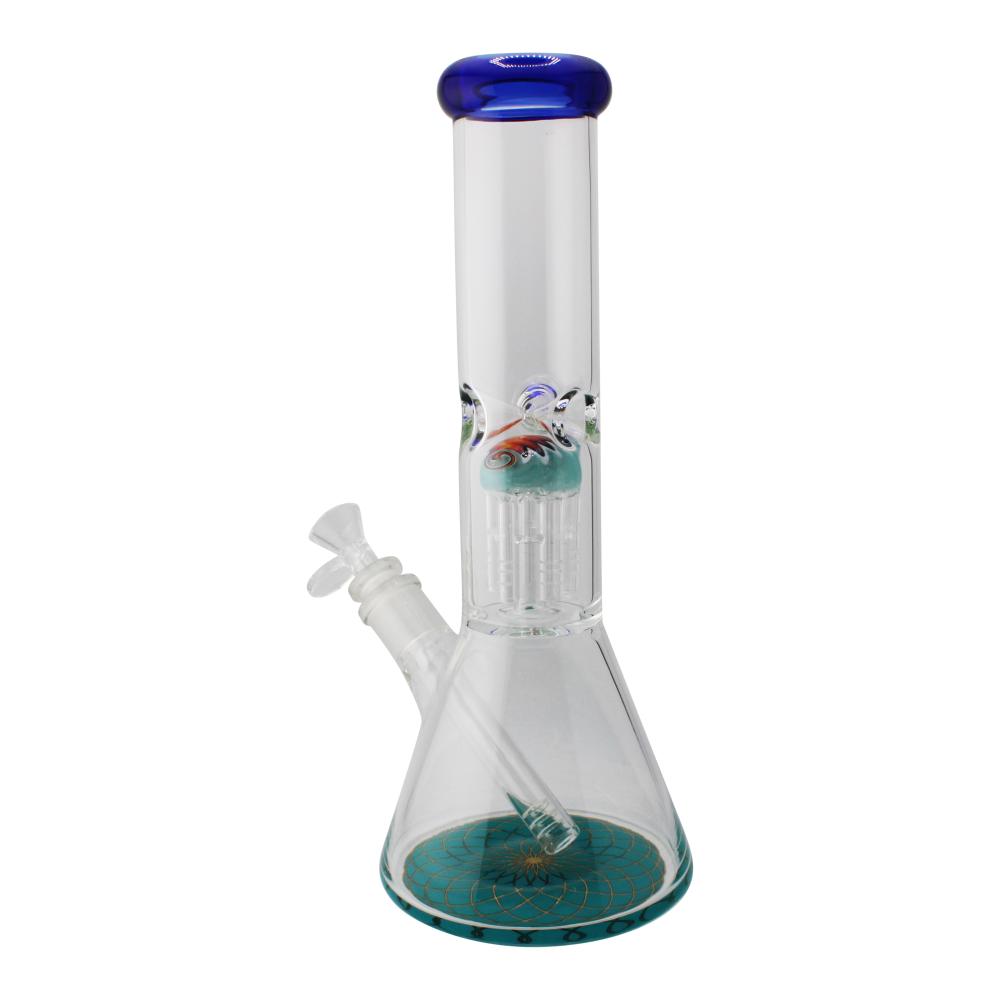 Rim Beaker Water Pipe with Tree Perc-Blue