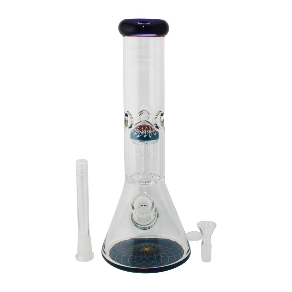 Rim Beaker Water Pipe with Tree Perc-Dark Blue