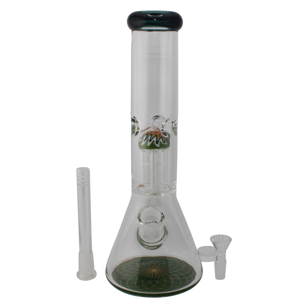 Rim Beaker Water Pipe with Tree Perc-Green