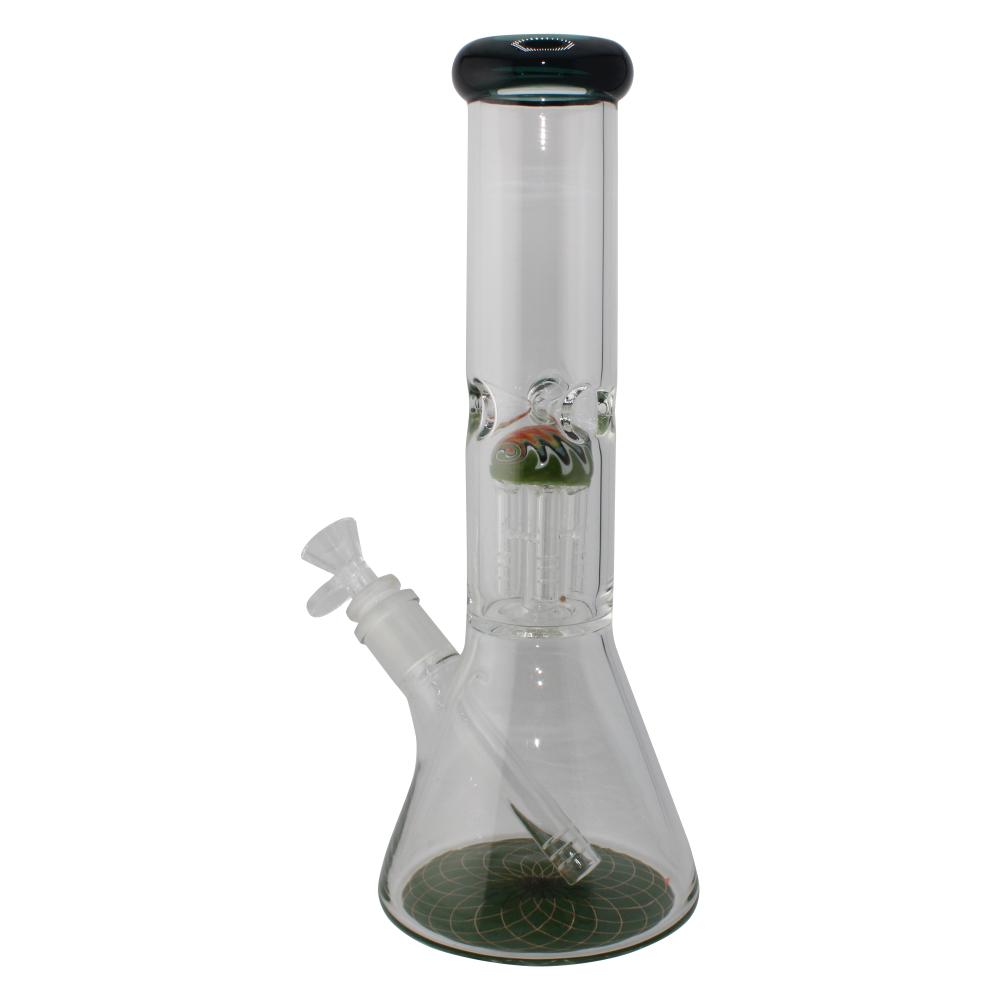 Rim Beaker Water Pipe with Tree Perc-Green