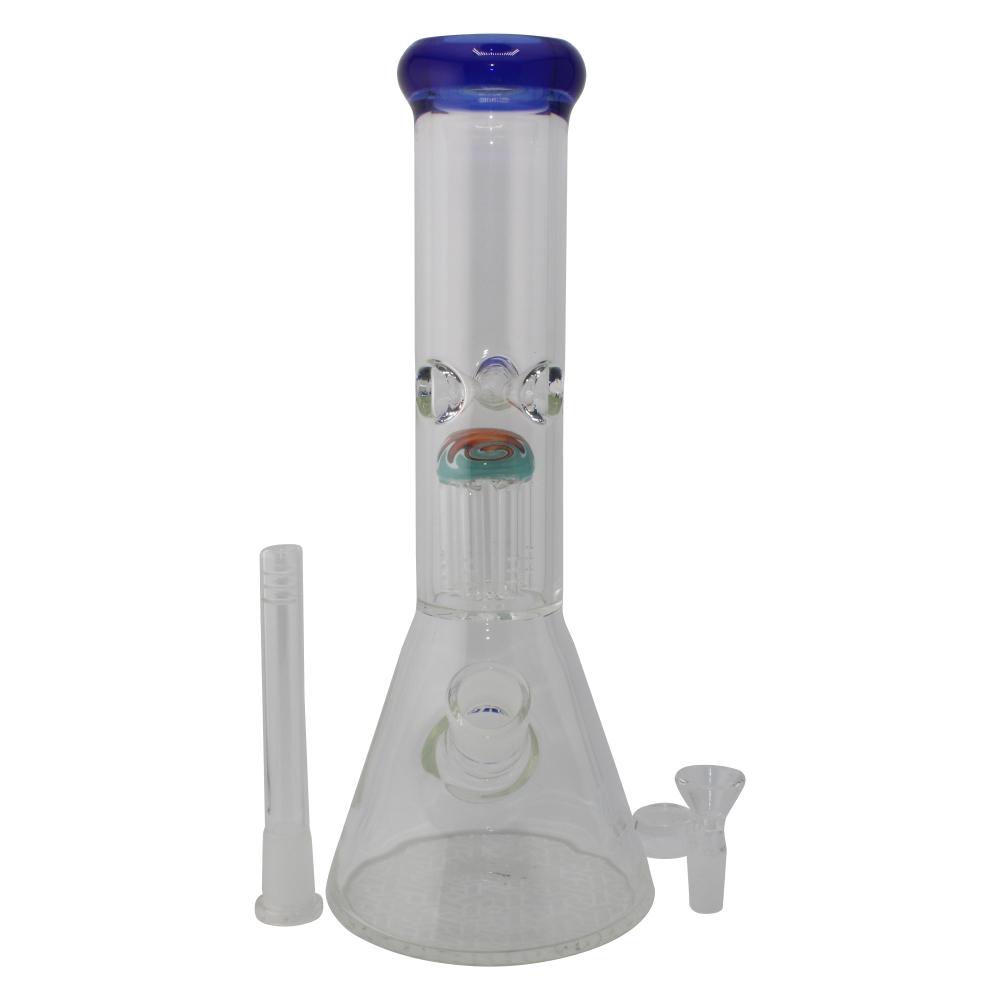 Rim Beaker Water Pipe with Tree Perc-Light Steel Blue