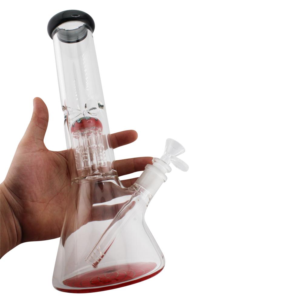 Rim Beaker Water Pipe with Tree Perc-Red