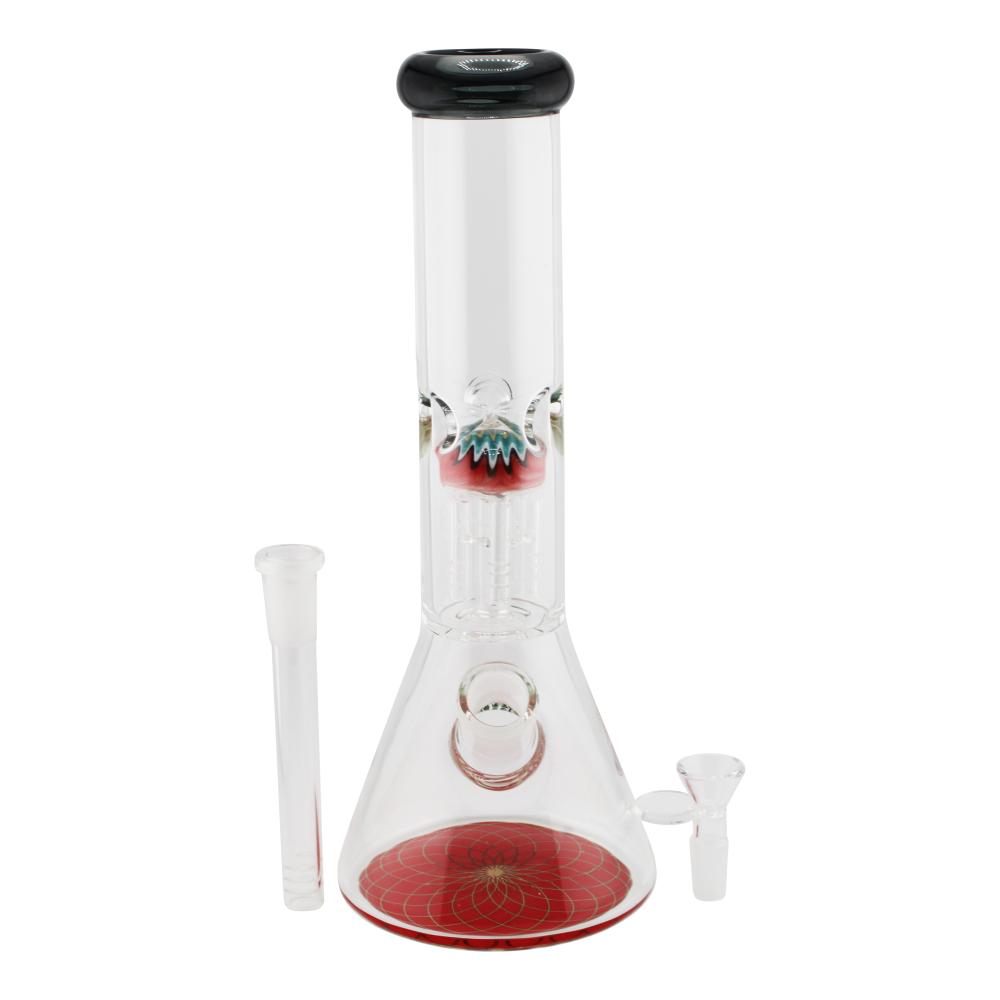 Rim Beaker Water Pipe with Tree Perc-Red