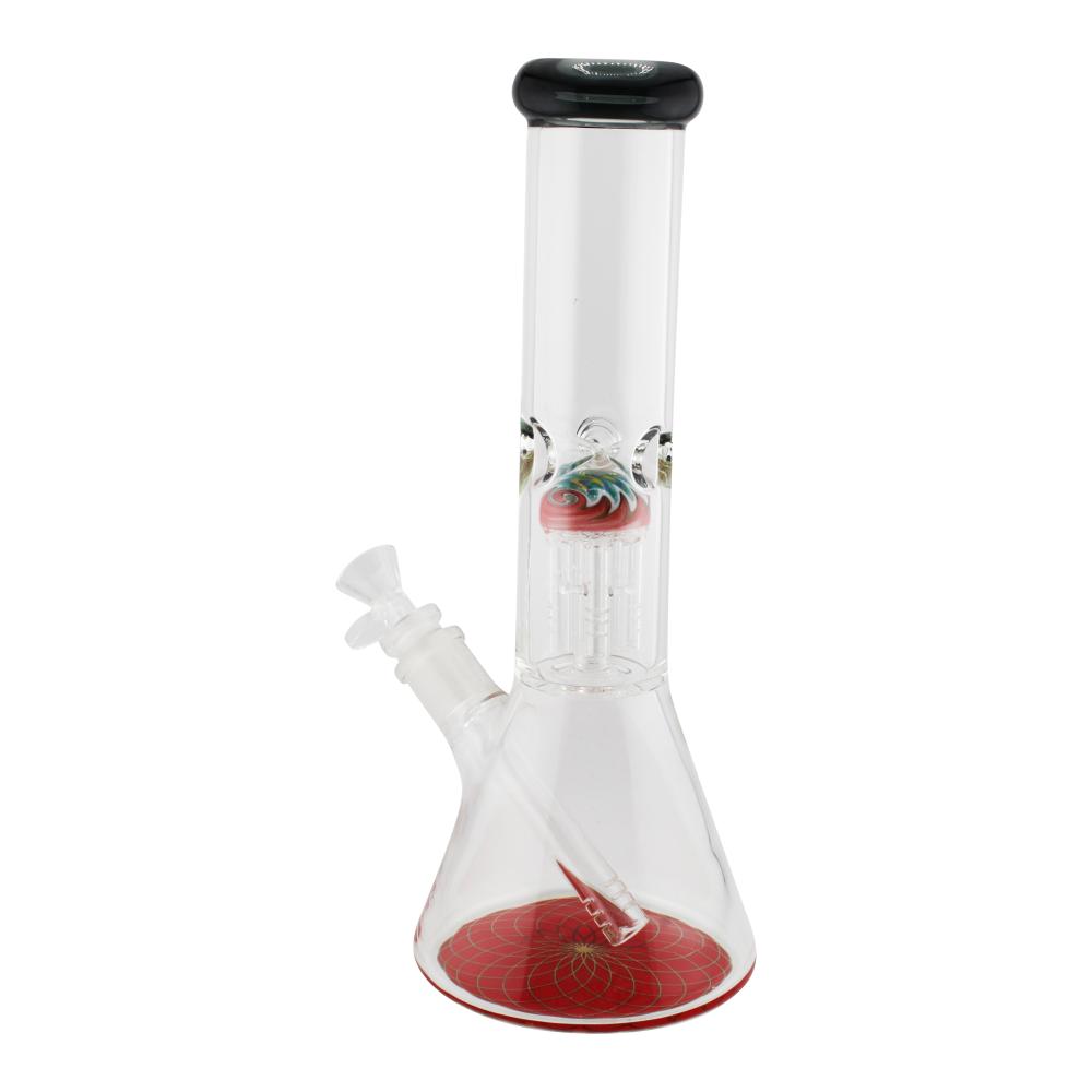 Rim Beaker Water Pipe with Tree Perc-Red