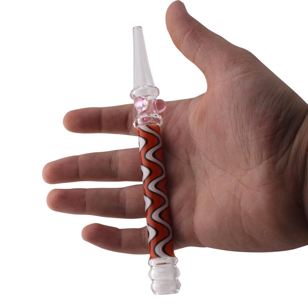 Ripple Glass Nectar Collector-Orange and White