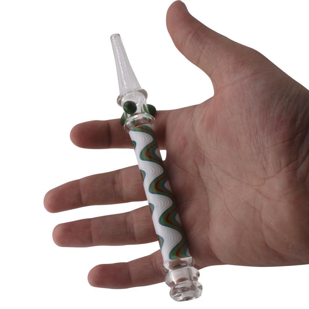 Ripple Glass Nectar Collector-White and Green