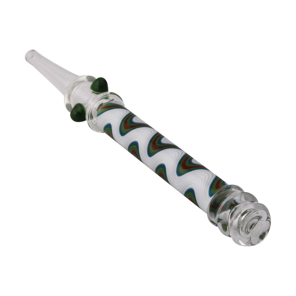 Ripple Glass Nectar Collector-White and Green