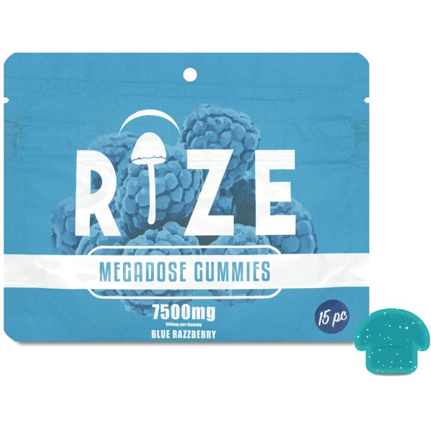 RIZE Megadose Gummies 7500mg 15pc-Blue Razzberry