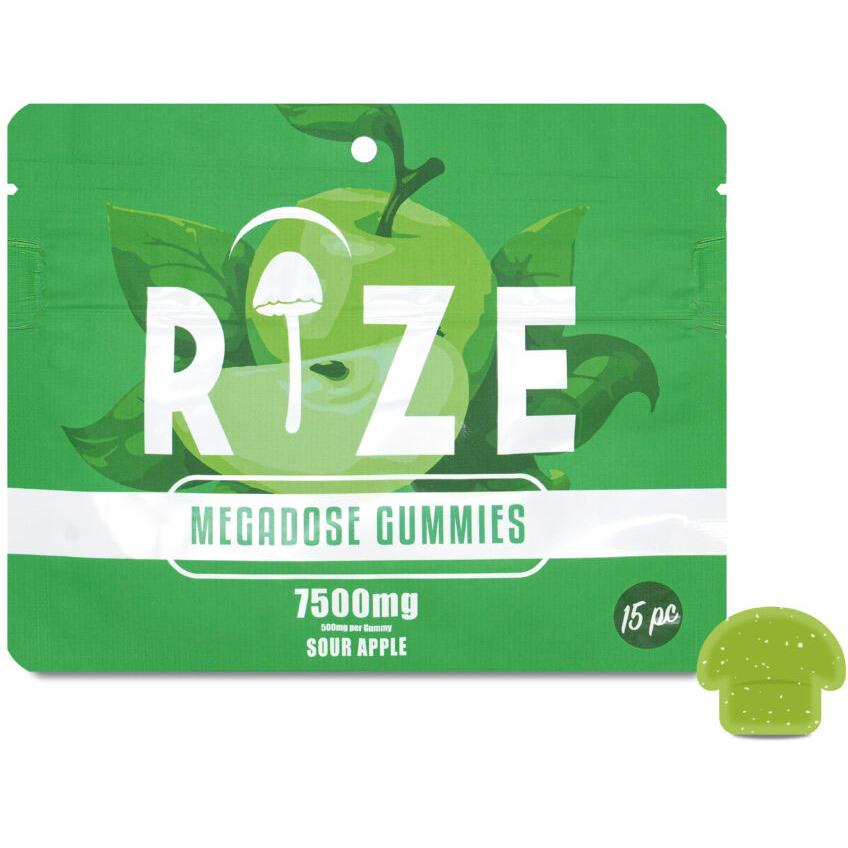 RIZE Megadose Gummies 7500mg 15pc-Sour Apple