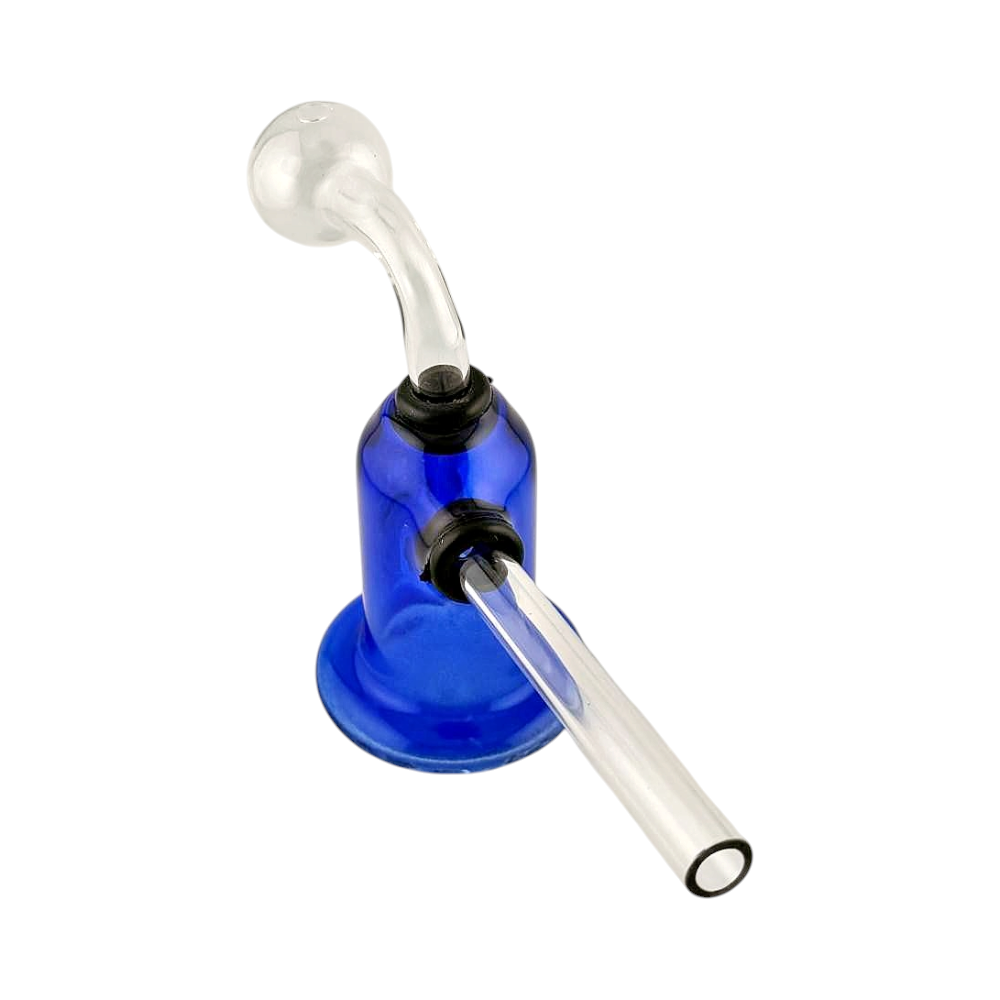 RM Mix Print Thick Pyrex Glass Oil Burner Bubbler-Blue