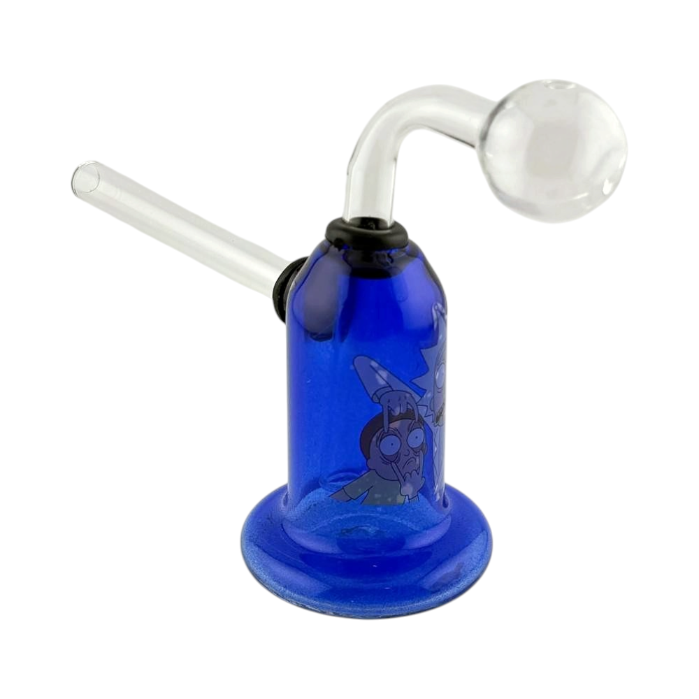 RM Mix Print Thick Pyrex Glass Oil Burner Bubbler-Blue