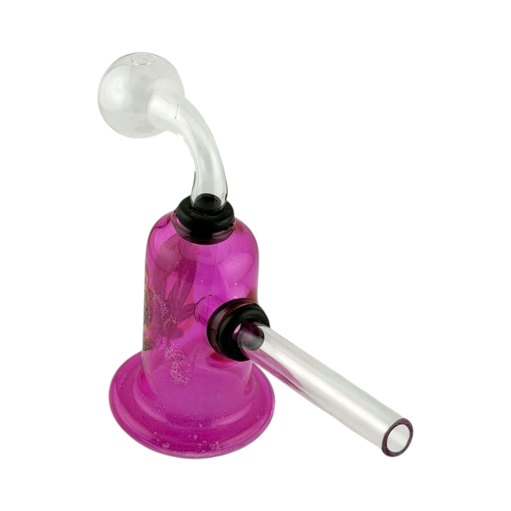 RM Mix Print Thick Pyrex Glass Oil Burner Bubbler-Deep Pink
