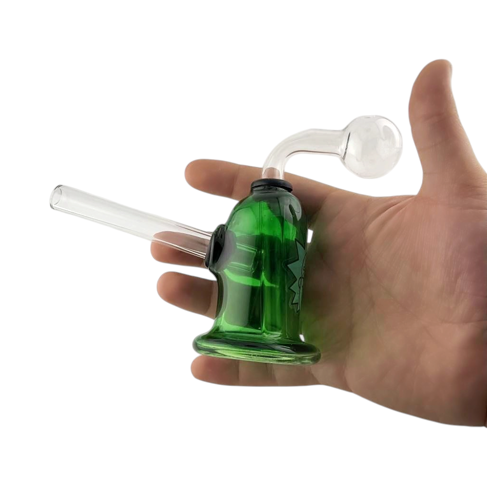 RM Mix Print Thick Pyrex Glass Oil Burner Bubbler-Green