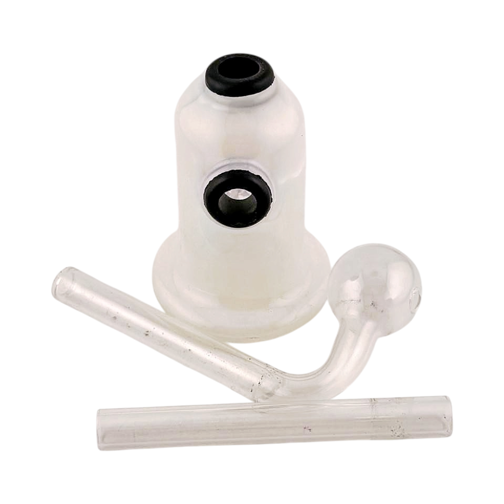 RM Mix Print Thick Pyrex Glass Oil Burner Bubbler-White