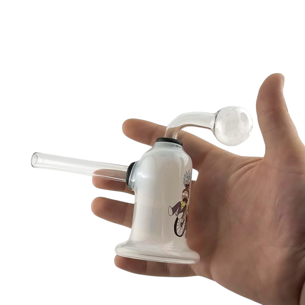 RM Mix Print Thick Pyrex Glass Oil Burner Bubbler-White