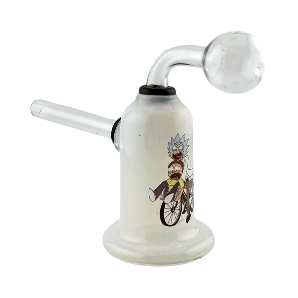 RM Mix Print Thick Pyrex Glass Oil Burner Bubbler-White