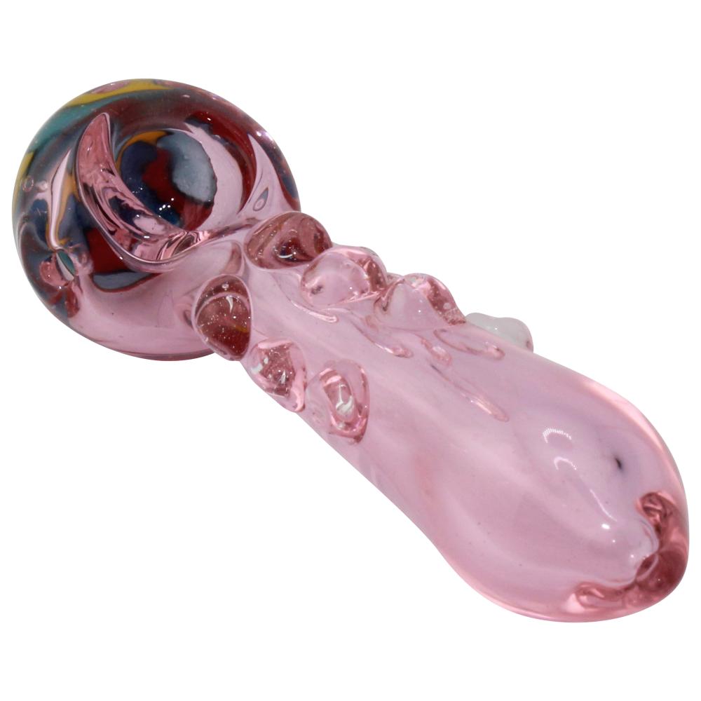 Rosy Ripple Glass Hand Pipe-Pink