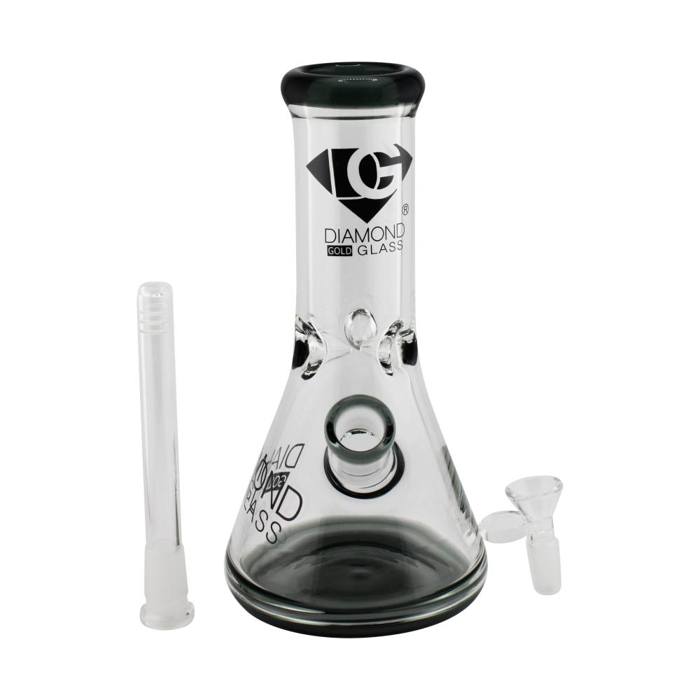 Sapphire Diamond Gold Glass Beaker Water Pipe-Black