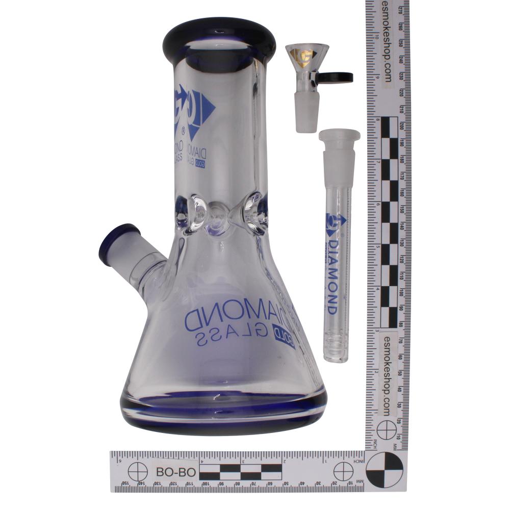 Sapphire Diamond Gold Glass Beaker Water Pipe-Blue