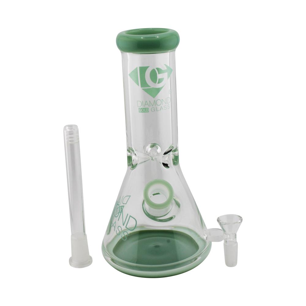 Sapphire Diamond Gold Glass Beaker Water Pipe-Green
