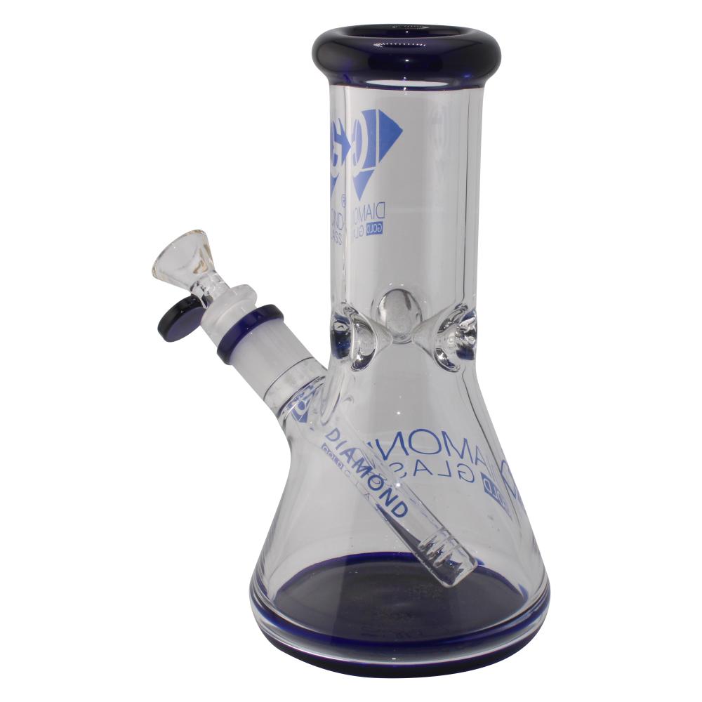 Sapphire Diamond Gold Glass Beaker Water Pipe