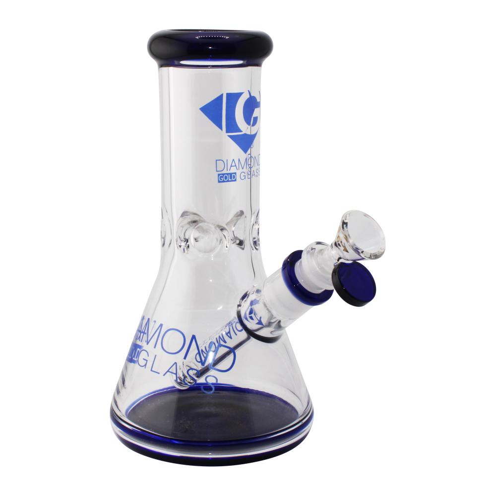 Sapphire Diamond Gold Glass Beaker Water Pipe