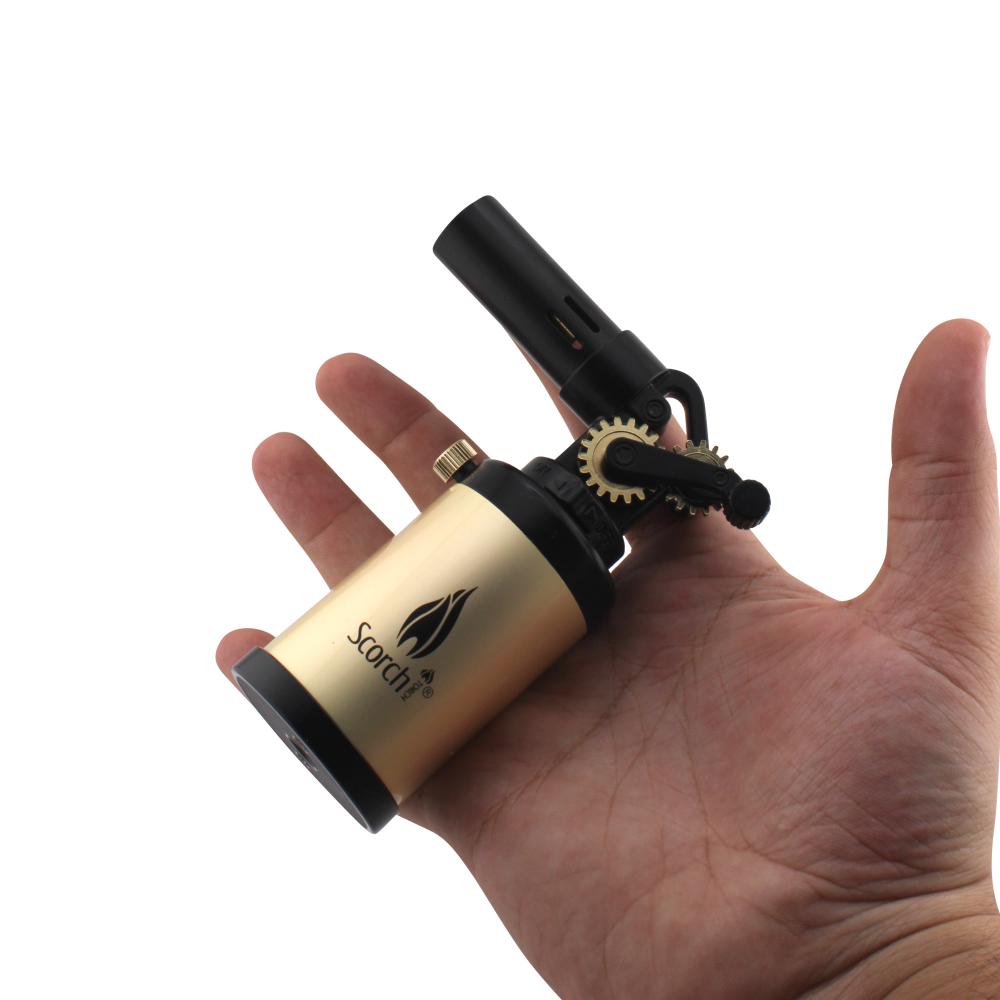 Scorch Clock Design Torch Lighter Single Flame-Gold