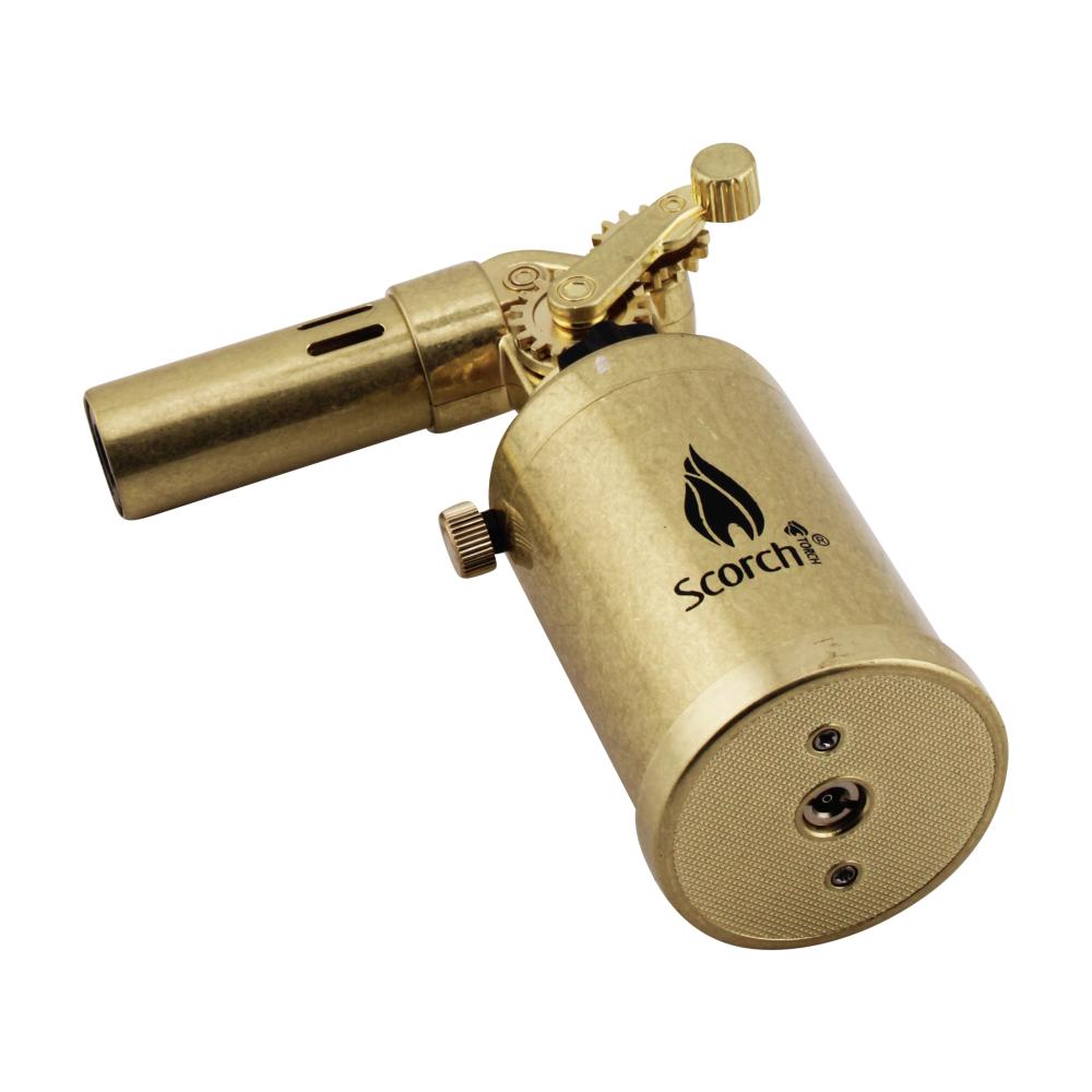 Scorch Clock Design Torch Lighter Single Flame-Shiny Gold