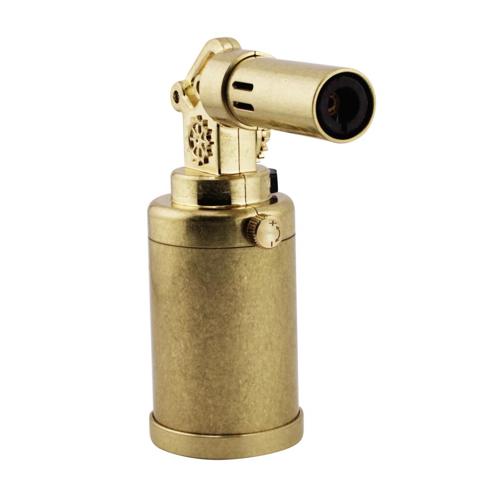 Scorch Clock Design Torch Lighter Single Flame-Shiny Gold