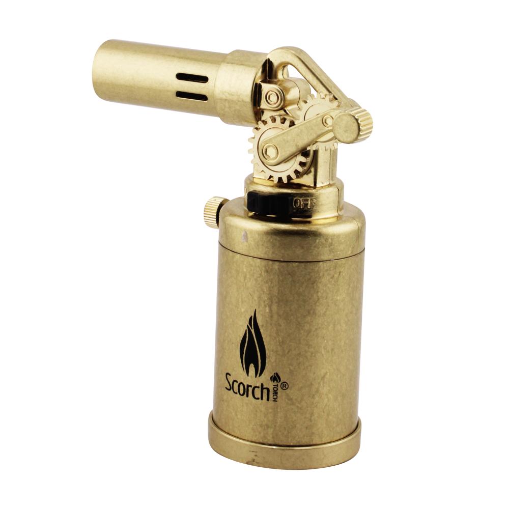 Scorch Clock Design Torch Lighter Single Flame-Shiny Gold