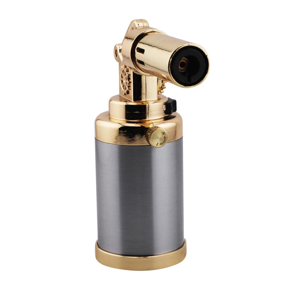 Scorch Clock Design Torch Lighter Single Flame-Silver Gold