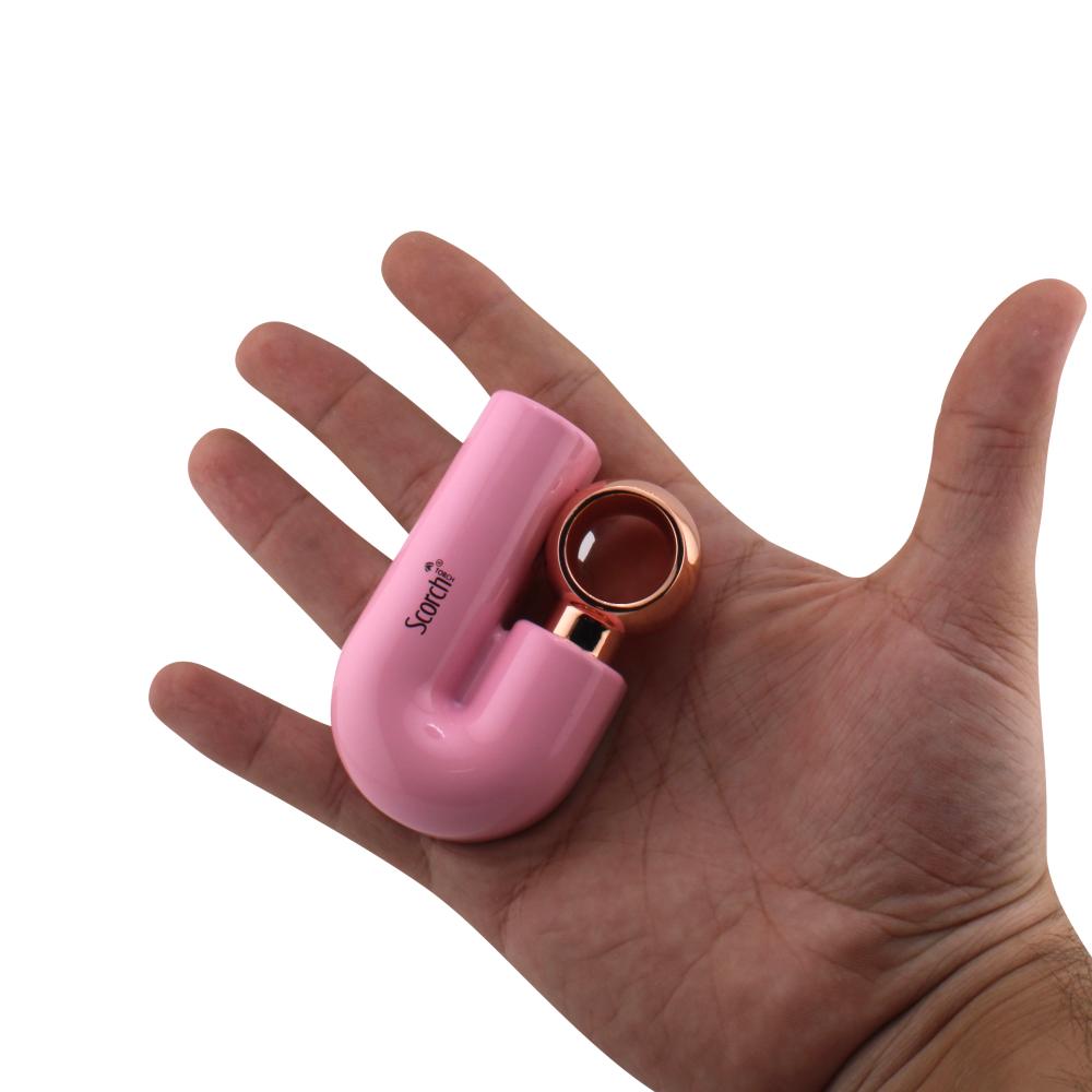 Scorch J Shape Torch Lighter Single Flame-Pink
