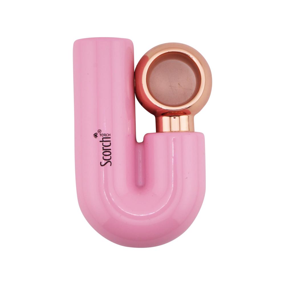 Scorch J Shape Torch Lighter Single Flame-Pink