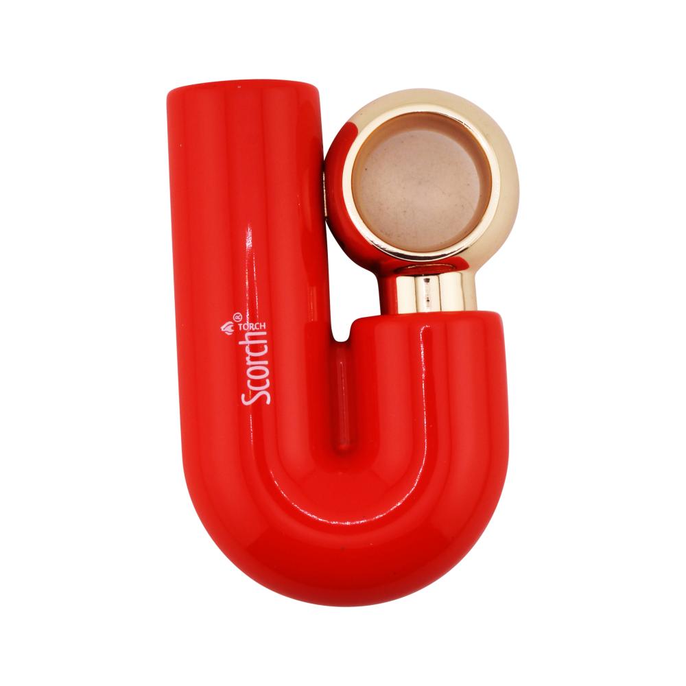 Scorch J Shape Torch Lighter Single Flame-Red