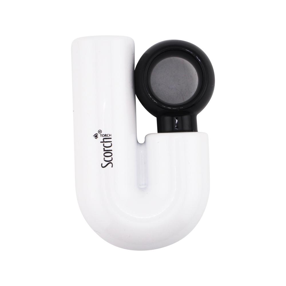 Scorch J Shape Torch Lighter Single Flame-White
