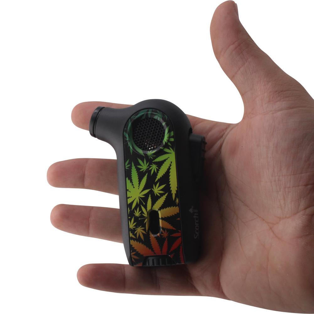 Scorch Leaf Burst Design Torch Lighter Single Flame-Black
