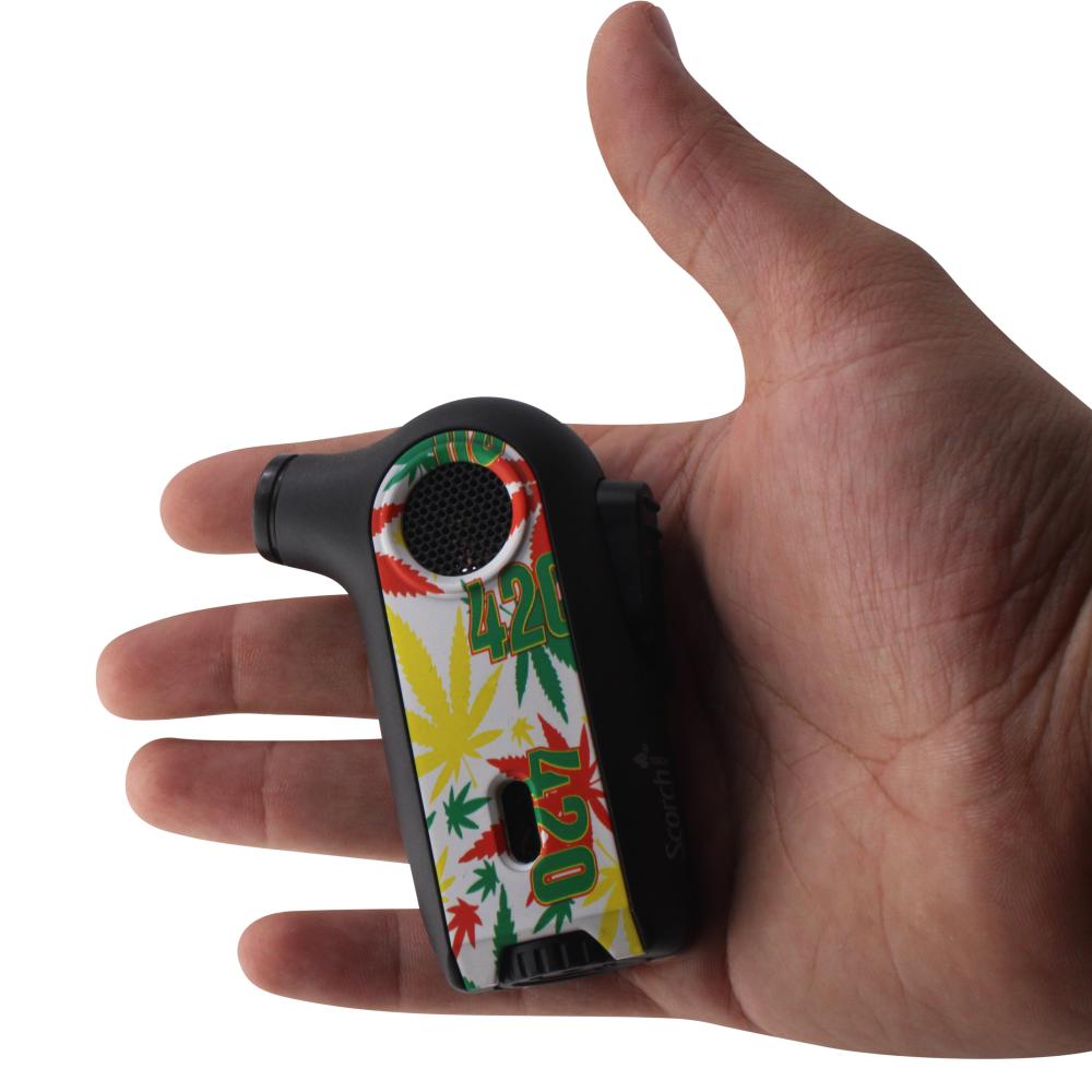 Scorch Leaf Burst Design Torch Lighter Single Flame-White