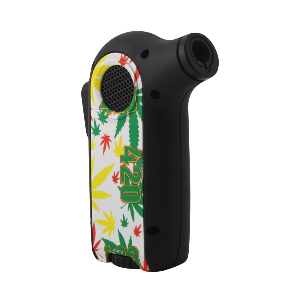 Scorch Leaf Burst Design Torch Lighter Single Flame-White