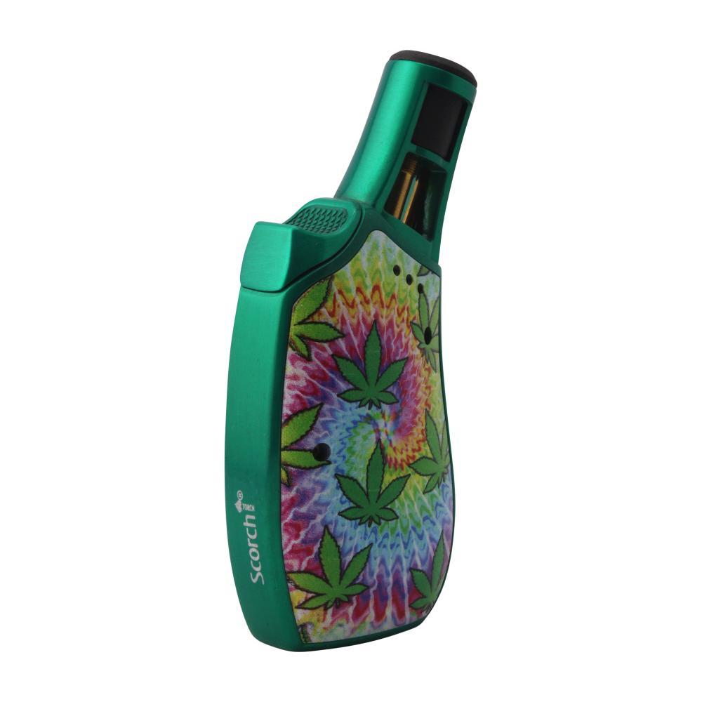 Scorch Leaf Fusion Design Torch Lighter Single Flame-Green