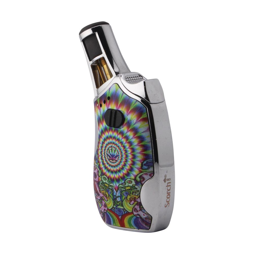 Scorch Leaf Fusion Design Torch Lighter Single Flame-Silver