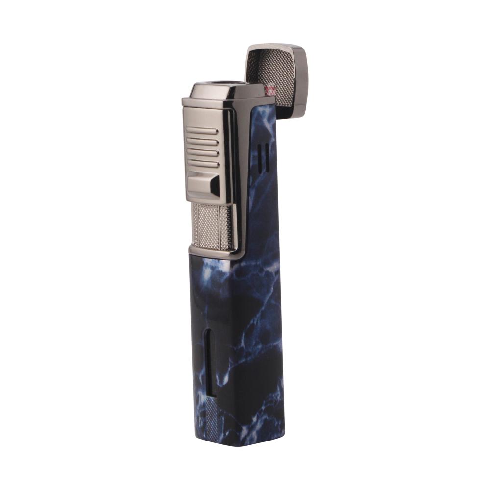 Scorch Marble Fire Design Torch Lighter Single Flame-Blue