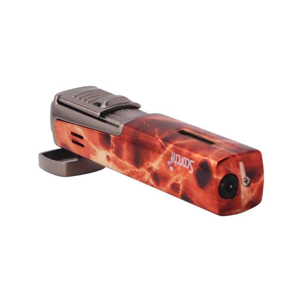 Scorch Marble Fire Design Torch Lighter Single Flame-Brown